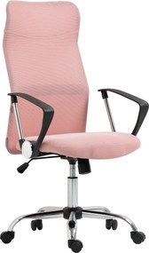HOMCOM Ergonomiczne krzesło biurowe regulowany obrotowy fotel z funkcją bujania, tkanina mesh, 63 x 65 x 109-119 cm różowy | Aosom PL