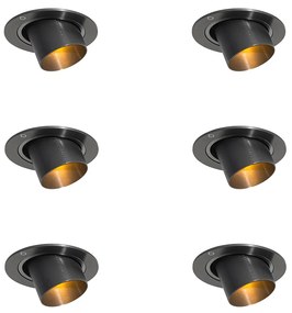Set van 6 inbouwspots gunmetal GU10 35mm rond kantelbaar - Installa Oswietlenie wewnetrzne
