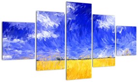Obraz - Obraz olejny, Złote pole (125x70 cm)