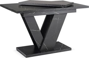 Stół Prostokątny Rozkładany CLARK 120-160 cm Czarny Marmur Glamour