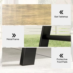 Outsunny Stolik ogrodowy, prostokątny metalowy stolik boczny z blatem w imitacji drewna, 100 x 55 cm, brązowy | Aosom PL