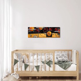 Abstrakcyjny obraz - Planety (z zegarem) (90x30 cm)