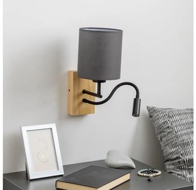 Brilagi - LED Kinkiet NUBILA WOOD 1xE27/25W/230V + LED/3W dąb/antracyt