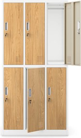 Szafa socjalna 6-drzwiowa Eco Design Igor, 90x45x185 cm, biały/dąb złoty