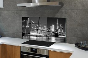Panel szklany do Kuchni Nocna Panorama Mostu i Miasta