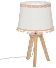 Lampa stołowa POMPOM, drewniane nóżki, 32 cm