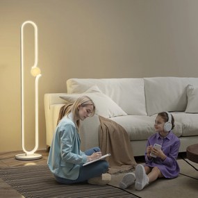 HOMCOM Lampa LED na podłogę, Design nut muzycznych, Klosz szklany, Metal, Plastik, Biała