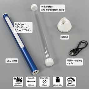 Garthen Lampa kempingowa LED , wodoodporna, niebieska