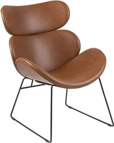 Designerski fotel z ekoskóry na czarnych płozach Cazar Vintage