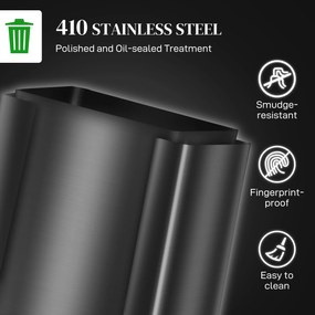 HOMCOM Kosz na śmieci z 2x30L komorami, pokrywa Soft-Close, odporny na odciski, stal nierdzewna, czarny | Aosom PL