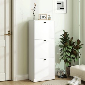 HOMCOM Szafka na Buty, 3 Szuflady, na do 12 Par Butów, Płyta Wiórowa, Biała