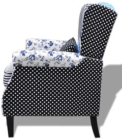 Tapicerowany patchworkowy fotel uszak G5-T35