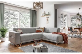 Jasnoszary rozkładany/ze schowkiem narożnik (prawostronny/w kształcie litery L) Classy Sophie – Miuform