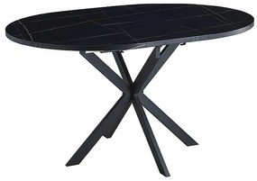 Rozkładany stół jadalniany GASTON 100(135)x100 cm, czarny dekor marmurowy