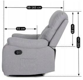 Fotel Masujący INTER 2 Rozkładany z Podnóżkiem Szary Nowoczesny