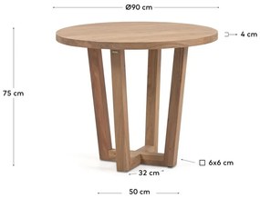 Okrągły stół z litego drewna akacjowego ø 90 cm Nahla – Kave Home