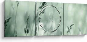 Obraz - Zielona łąka (z zegarem) (90x30 cm)