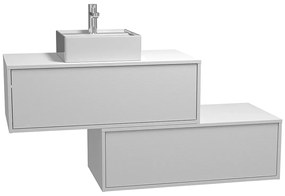 Szafka łazienkowa wisząca  biała z umywalką i dwoma szufladami - 94 cm - TEANA II