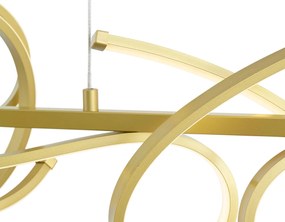 Designerska lampa wisząca złota prostokątna z 3-stopniową regulacją ściemniania - Krisscross Nowoczesny Oswietlenie wewnetrzne
