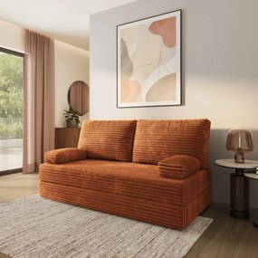 Masseno Sofa piankowa SILAR z funkcją spania, Kanapa z pianki do salonu, Bezmontażowa, Tkanina sztruksowa – Brązowy TILIA 52