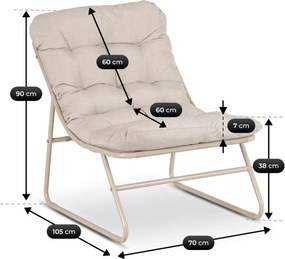 Zestaw Mebli Ogrodowych MEGARA Beżowy Sofa 2x Fotel Stolik Tarasowy Nowoczesny