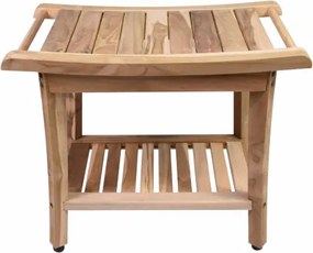 Taboret łazienkowy z drewna tekowego z półką 47x33x56 cm