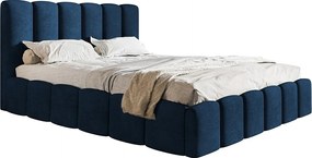 Łóżko tapicerowane 140x200 Palermo - pojemnik i stelaż metalowy, tkanina aksamitna, niebieski (Kronos 09)