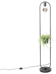 Nowoczesna lampa podłogowa czarna ze szkłem 25 cm - Roslini Nowoczesny Oswietlenie wewnetrzne