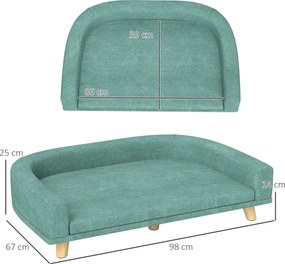 PawHut Legowisko dla psa, sofa dla psa, sofa dla zwierząt, Eukaliptus, 98 x 67 x 25 cm, Zielony