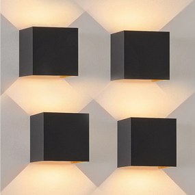 NETTLIFE kinkiet zewnętrzny LED zestaw 4 kinkietów wewnętrznych z czarnego złota, 5W, IP65, regulacja 3000K