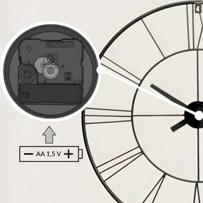 Zegar ścienny w stylu industrialnym ARATIO, Ø 70 cm