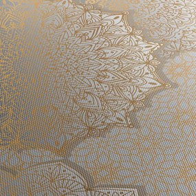 Obraz - Mandale w złotych odcieniach (z zegarem) (90x30 cm)