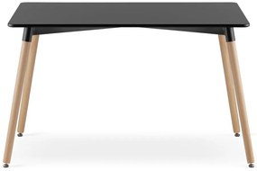 Zestaw jadalniany 1 + 4, czarny stół ADRIA 120x80 cm + czarne aksamitowe krzesło ASTI z czarnymi nogami