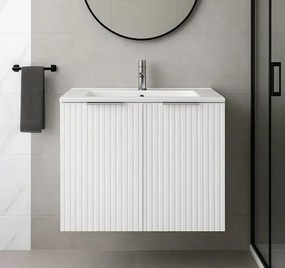 Biała dwudrzwiowa wisząca szafka do łazienki 80 cm R2-E70
