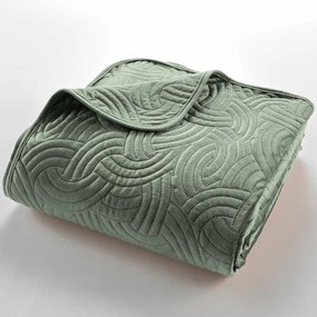 Zielony aksamitny zestaw narzuty na łóżko i poszewki na poduszkę 220x240 cm Solange – douceur d'intérieur
