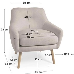Szary fotel Candela − Kave Home