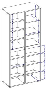 Szafa do przedpokoju CROSS 3D 80cm congo/czarna z półkami HELVETIA