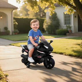 AIYAPLAY elektryczny motocykl dla dzieci, klakson, reflektory, funkcja muzyczna, 2,5 km/h, czarny