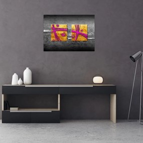 Obraz kolorowych kwadratów na czarnym tle (70x50 cm)