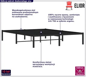 Czarne metalowe łóżko industrialne 160x200 cm - Dafines