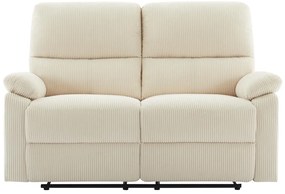 Kanapa 2-osobowa z elektryczną funkcją relax z beżowego sztruksu - LUNANO
