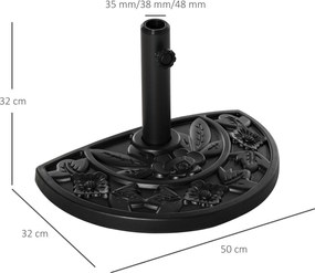 Outsunny stojak na parasol półokrągły 9kg wzór kwiatowy HDPE cement stabilny i dekoracyjny | Aosom PL