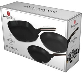 BerlingerHaus Zestaw patelni z powłoką tytanową Black Rose, 3 szt.