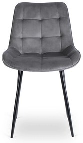 Zestaw Stół Okrągły Rozkładany HARRY 102-142 cm Dąb Craft/Czarny i 6 Krzeseł Tapicerowanych CHRIS Szare Nowoczesne