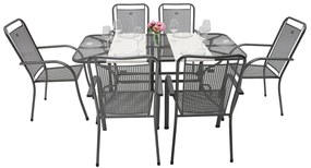 Metalowy zestaw ogrodowy SAVANA I. 1 + 6 Stół prostokątny 145x90 cm (CT0309)