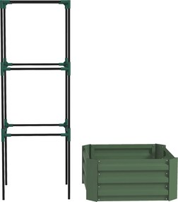 Outsunny Wysokie Łóżko Ogrodowe z Podporą do Pnączy Zielona 61x61x140cm | Aosom PL