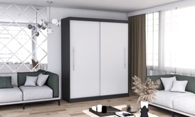 Szafa przesuwna TORINO 203 cm czarny fronty białe