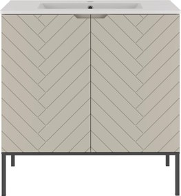 Szafka z umywalką wpuszczaną Aspen 08, cashmere/czarny, 80 cm - zestaw 3