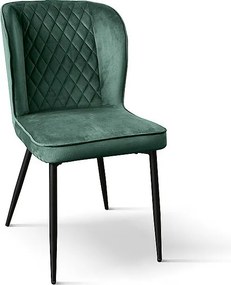 Zestaw 4 krzeseł z zielonego aksamitu i antracytowymi metalowymi nogami - SOHO