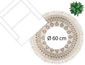 Okrągły dywan w etniczne wzory z frędzlami, bawełna, Ø 120 cm